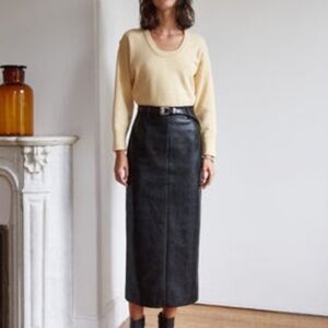 Pixie Market Yve Maxi Black Leather Skirt L